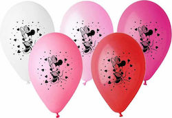 Printed Latex Balloon Minnie Mouse 27cm 1 Piece Colours White Pink Fuchsia Rose Red