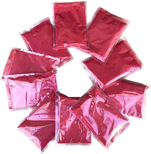 Holi Powder Bags 70 Gr Red Powder Set 10 Pieces