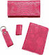 Dino Rossi Handmade Tobacco Pouch and Wallet Set Snake Fuchsia By Anna's Made In Greece