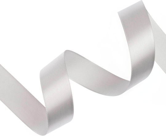 Satin Single Face Ribbon Organza 25mm 100m Silver