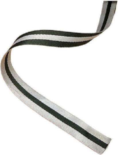 Kyriacou Striped Bicolor Ribbon 10mmx20m White Green Olive Rlxxxxxx-0164xx