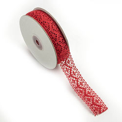 Lace Ribbon Knitted 22mm 10m Lacxxxxx-x22x10 Red