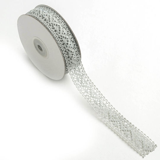 Dantelă Bandă Tricotată 22mm 10m Lacxxxxx-x22x10 Gri