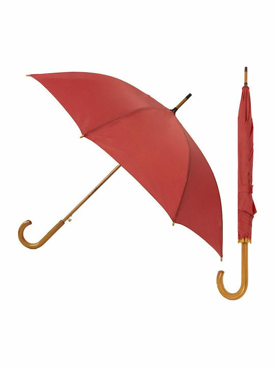 Rain Umbrella Automatic Wooden Stick 16 Ribs 110x94 cm Dark Red Solid