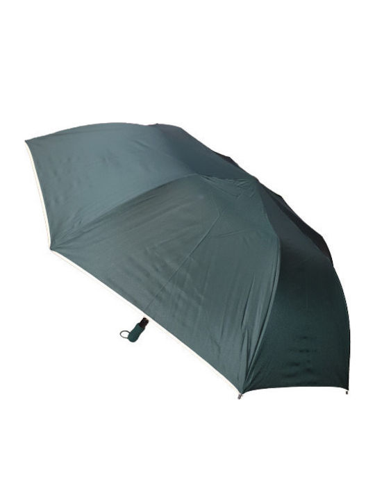 Rain Umbrella Automatic Compact Very Large Opening 124cm Color Green Ecru Trim on the Edge Length 53cm