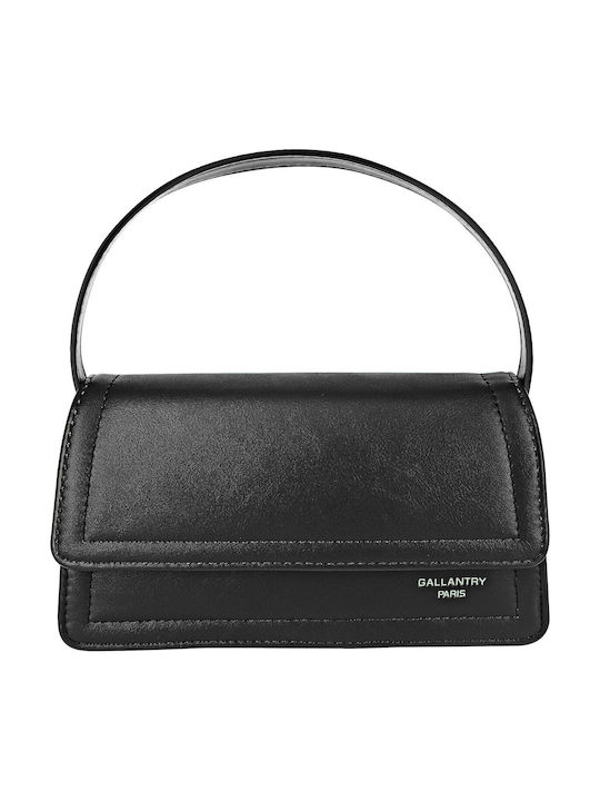 Gallantry Smooth Faux Leather Shoulder Bag Black