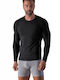 Tricou De Corp Pentru Bărbați Negru Cu Mânecă Lungă Din Bumbac Elastic Cod 311007