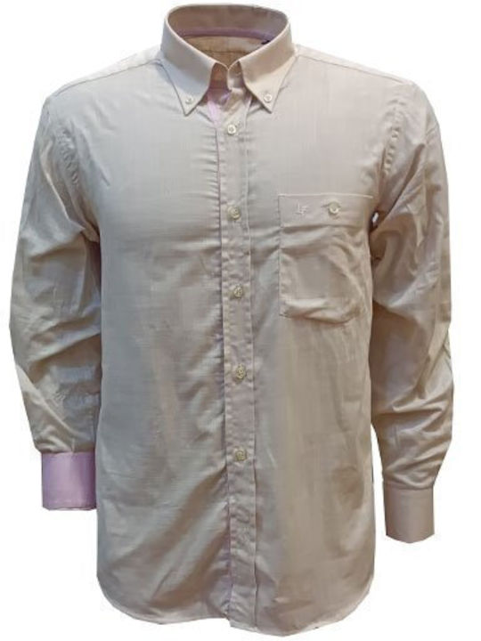 Luciano Faketti Shirt "luciano Faketti" Beige With Pink Combo Detail