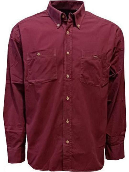 Luciano Faketti Shirt Winter Cotton 100% Men's Long Sleeve Burgundy