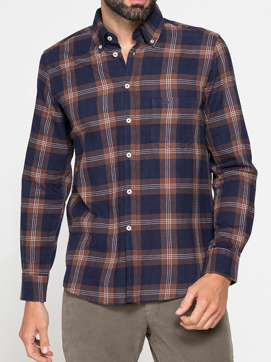 Herrenhemd Flanell Geprüft Carrera Braun Blau 213b-1220a