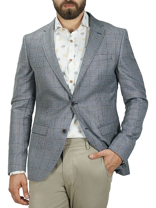 Artisti Italiani Men’s Suit Jacket Grey Blue Slim Fit Ai13485/s02 54% Vl 27% Wool 19% Polyester