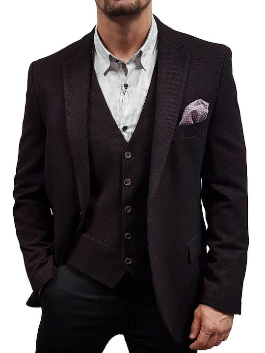 A.miro Yg26-5400 Bordeaux Herrenanzugsjacke Schwarz