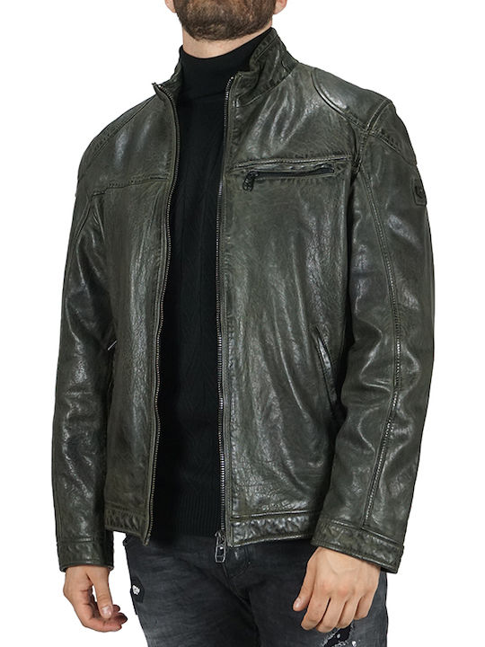 Milestone Ανδρικό Μπουφάν Scott Λαδί Slim Fit 301089-20210-49 100% Δέρμα Προβάτου