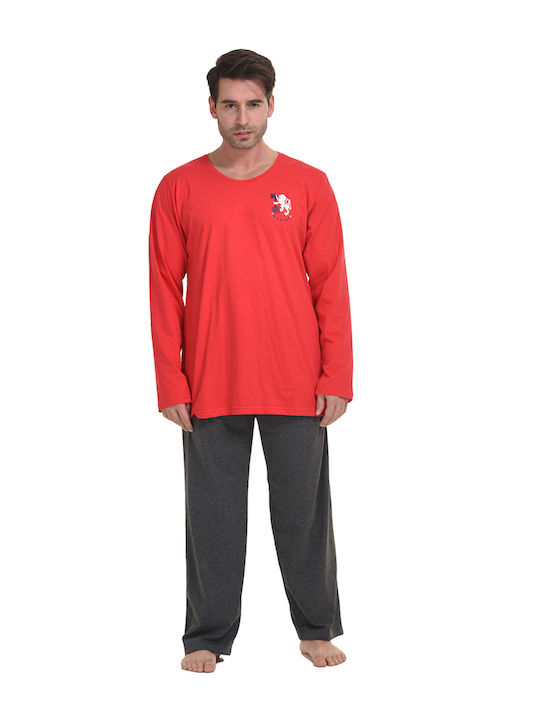 Gazzaz Herrenpyjama Aus Baumwolle Plus Size 1xl-4xl 010125 Rote