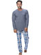Gazzaz Herrenpyjama V-Ausschnitt Plus Size 1xl-4xl 101013 Anthrazit