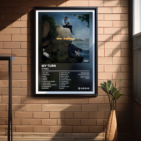 Music Poster Lil Baby My Turn Ms128 21cm X 30cm White Frame Pvc