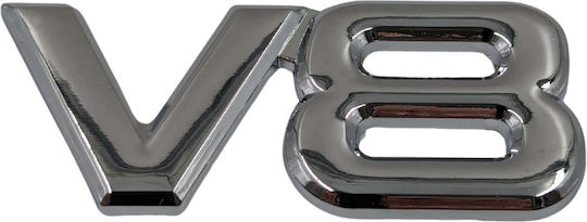 Car Sticker Logo Emblem V8 75mm X 32mm Chromium 1 Piece Zemb-mb-01