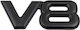 Car Sticker Logo V8 75mm X 32mm Black 1 Piece Zemb-mb-02