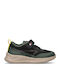 Cut Lace-up Kids Sneakers with Scratch Khaki