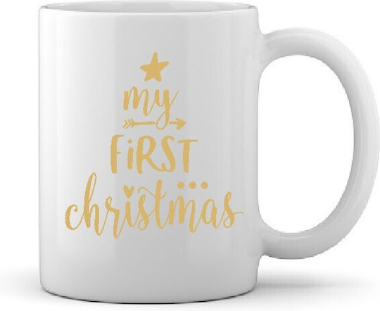 Weihnachtlicher Keramikbecher Beige