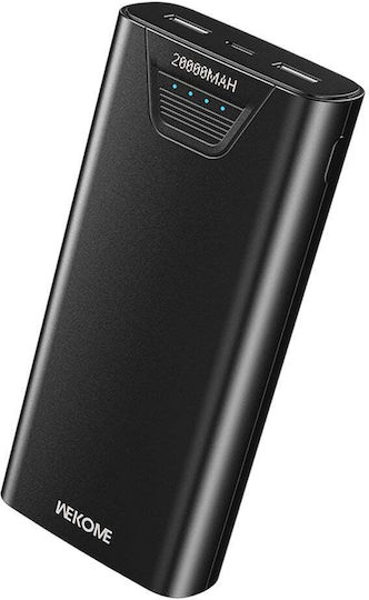 WK WP-121 Power Bank 20000mAh με 2 Θύρες USB-A Μαύρο