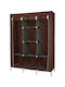 Stoffschrank mit Reißverschluss und Regalen in Braun Farbe 130x45x175cm