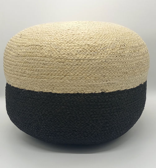 Πουφ Σκαμπό Εκρου Μαύρο 50x50cm