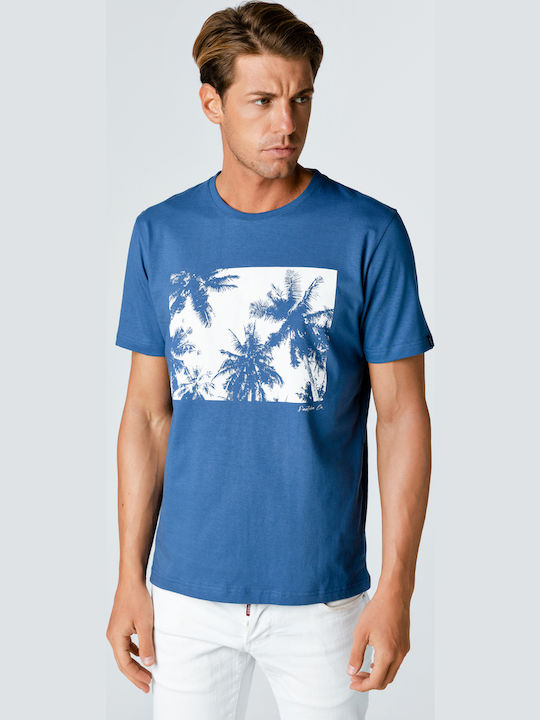 Τύπωμα Palmtrees Denim T-shirt Μπλε