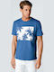 Τύπωμα Palmtrees Denim T-shirt Μπλε