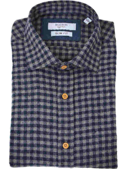 Boston Cămașă din Flanel Slim Fit Gri