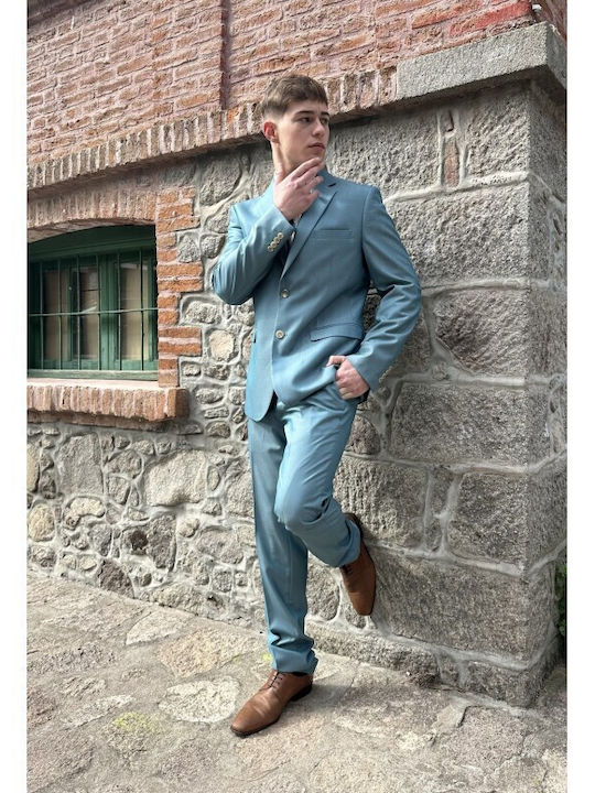 Men's Summer Suit with Vest Slim Fit Petrol (Item J062)