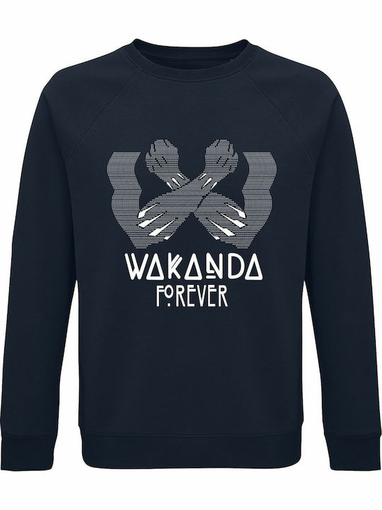 Sweatshirt Unisex Organic " Wakanda Forever Marvel Black Panther " French Navy