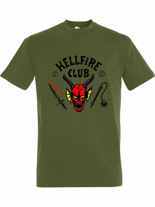 Tricou Unisex Stranger Things Clubul Hellfire Join Club Kaki Deschis