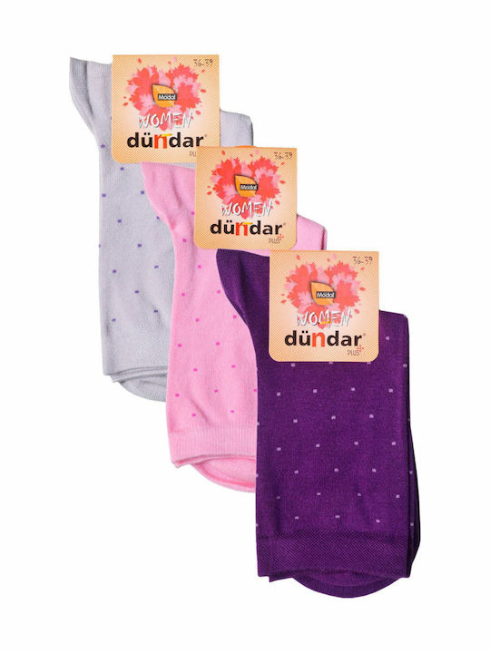 Dundar Дамски Чорапи с Дизайн PURPLE/PINK/LILAC 3Пакет