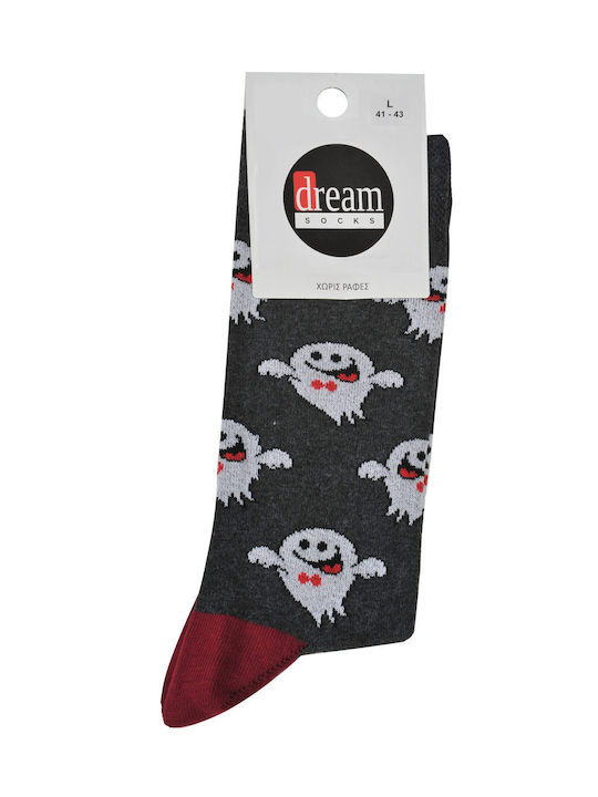 Dream Socks Ανδρικές Κάλτσες με Σχέδια Γκρι σκο...