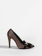 Leather Pointed Toe Brown Heels Bronze