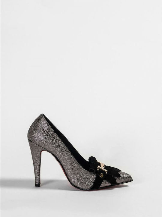 Wall Street Leather Pointed Toe Silver Heels