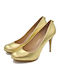Leather Pointed Toe Gold Heels
