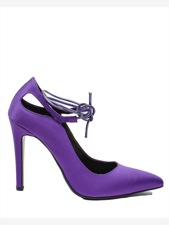 Pointed Toe Purple Heels with Strap