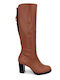 Leder Damenstiefel Tabac Braun