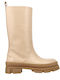 Leather Women's Boots Beige
