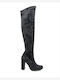Wildleder Damenstiefel Über dem Knie Schwarz