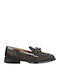 Leder Damen Loafers in Schwarz Farbe