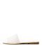 Leather Women's Flat Sandals in White Color