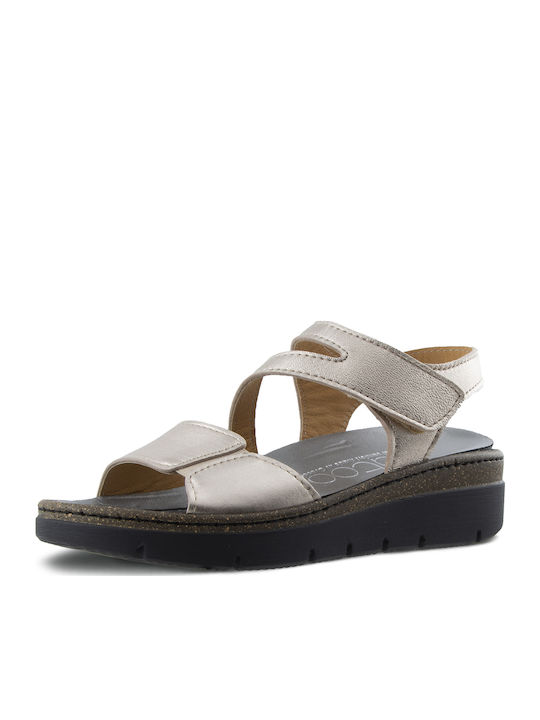 Leather Women's Flat Sandals Anatomic in Gold Color