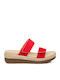 Leather Women's Flat Sandals Anatomic in Red Color