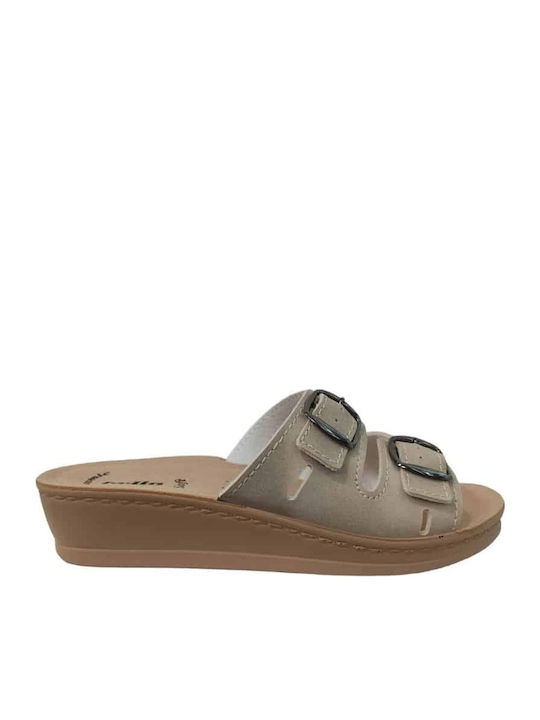 Women's Flat Sandals Anatomic in Beige Color