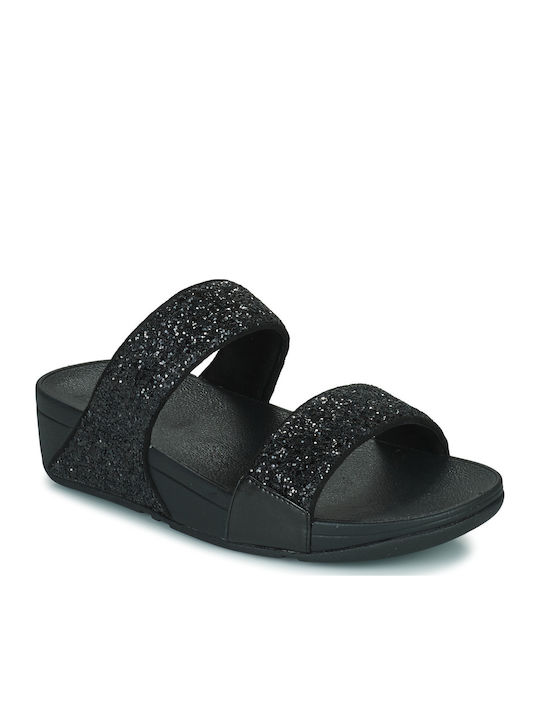 Lulu Women's Leather Platform Wedge Sandals Black