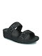 Lulu Women's Leather Platform Wedge Sandals Black