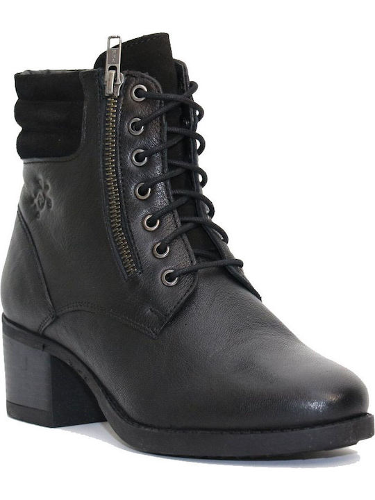 Ghete dama din piele cu platforme pentru femei cu toc negru